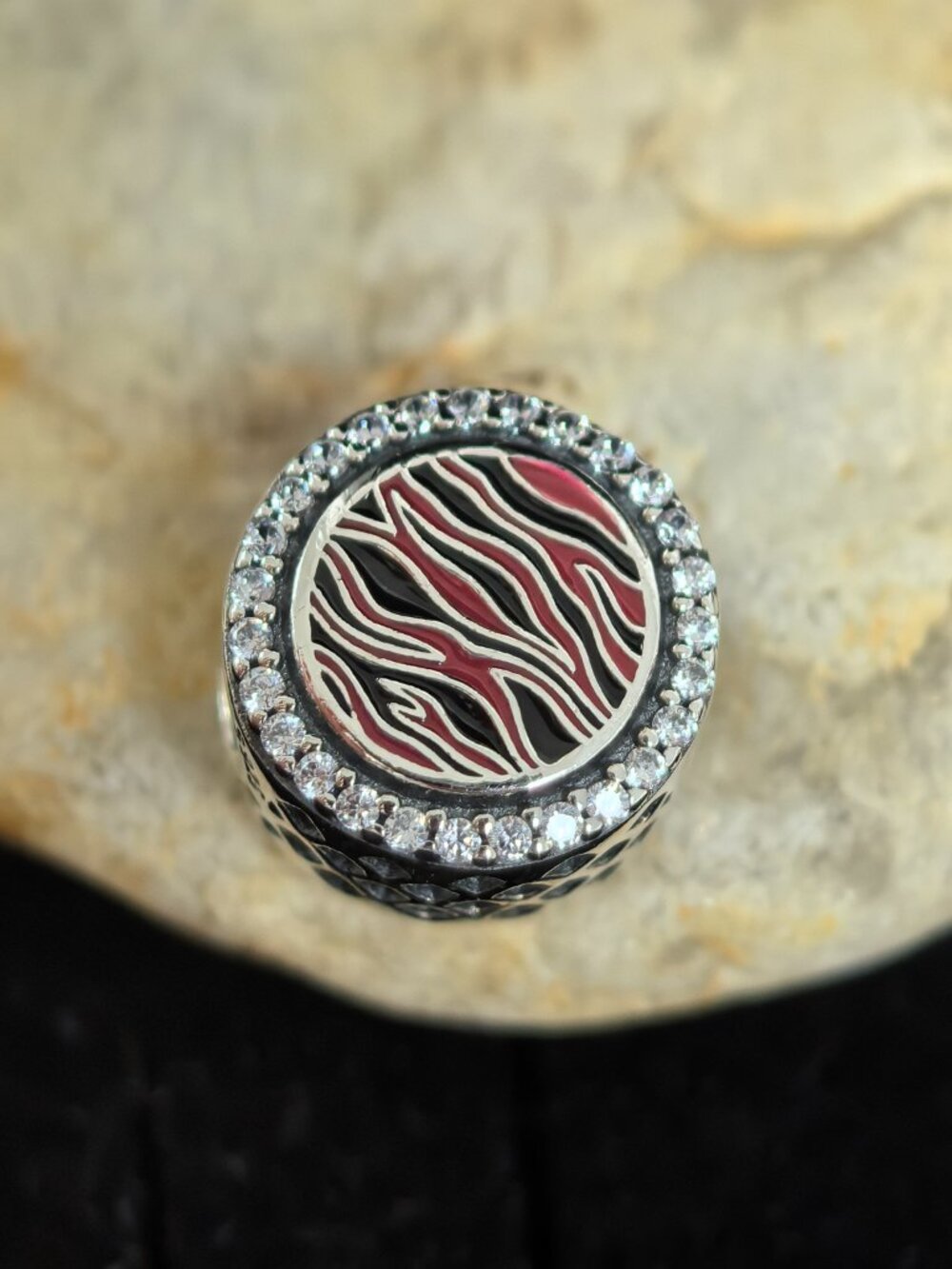 Pandora Pink Zebra Print String Charm Pendant, S925 Silver Jewelry (Women's)